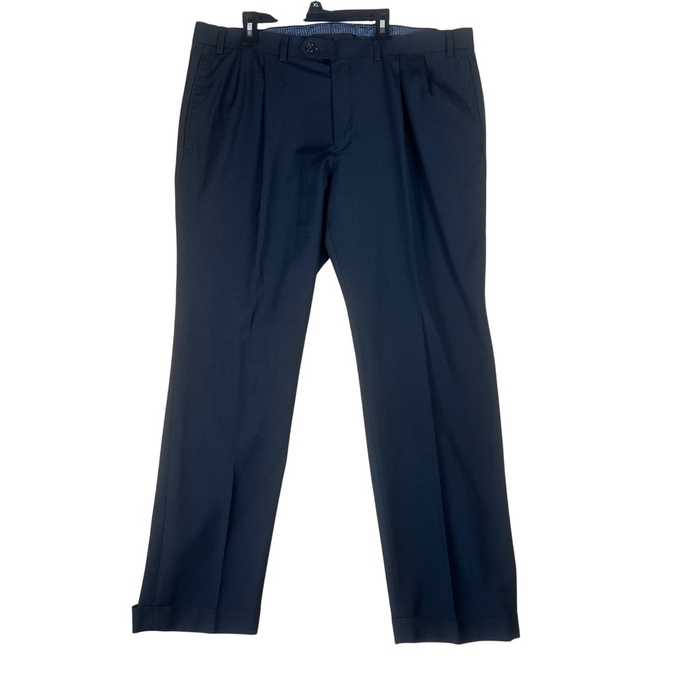 Lauren Ralph Lauren Mens Navy Blue Pleated High Performance Wool Pants 38W 30L